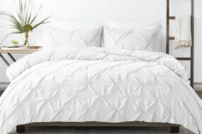 PINCH PLEATED 3 PIECE DUVET COVER SET 100% EGYPTIAN COTTON 600 THREAD COUNT - LIGHT COLORS
