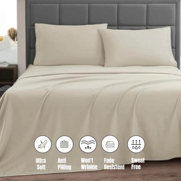 Microfiber Sheet Set – Beige - Image 3