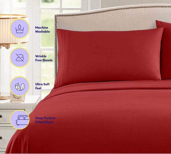 Microfiber Sheet Set – Red - Image 4