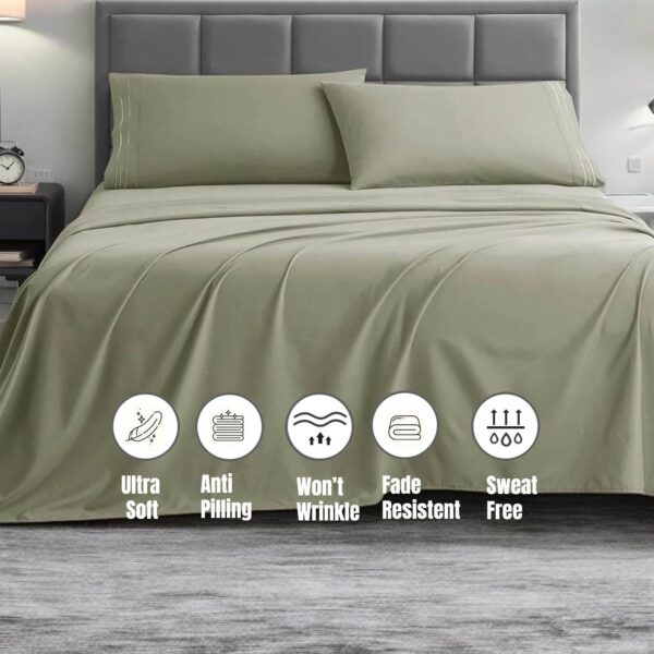 Microfiber Sheet Set – Sage Oilve Green - Image 2